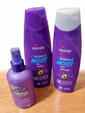 NEW Aussie Miracle Moist Avocado Shampoo & Conditioner + Ultra Wonder Mist